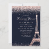 Invitation Tour Eiffel Rose Répétition Gold Sparkle (Devant)
