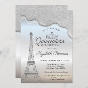 Invitation Tour Eiffel, Roulettes d'argent Quinceañera