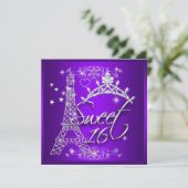 Invitation Tour Eiffel Sweet 16 seize ans Violet (Debout devant)