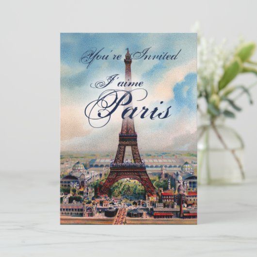 Invitation Tour Eiffel Vintage (Debout devant)