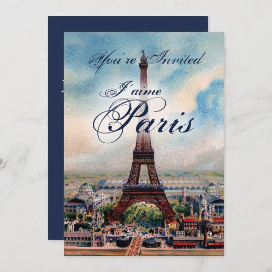 Invitation Tour Eiffel Vintage (Devant / Derrière)
