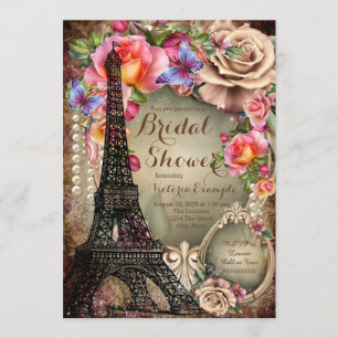 Invitation Tour Eiffel Vintage Mariage Paris Fête de Mariée