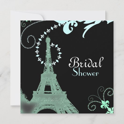Invitation tour eiffel vintage paris douche nuptiale (Devant)