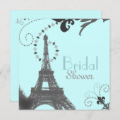 Invitation tour eiffel vintage paris douche nuptiale (Devant / Derrière)