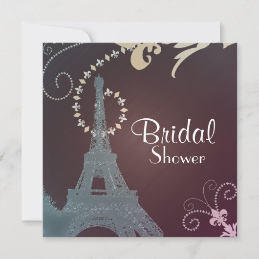 Invitation tour eiffel vintage paris douche nuptiale (Devant)