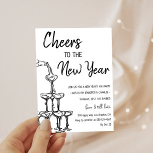 Invitation Tour élégante de champagne pour la soirée du Nouve