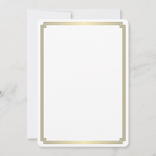 Invitation Tour Great Gatsby Art Déco Mariage blanc Invite (Dos)