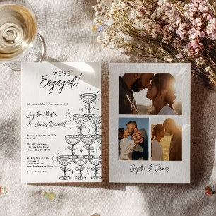 Invitation Tour Moderne de Champagne Photo Engagement