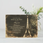 Invitation Tour Paris Eiffel Douche vintage nuptiale (Debout devant)