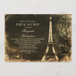 Invitation Tour Paris Eiffel Douche vintage nuptiale