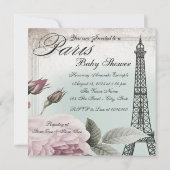 Invitation Tour Rose Vintage Paris Baptême de Bébé (Dos)