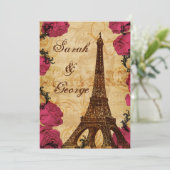 Invitation Tour vintage rose beffroi de Paris (Debout devant)
