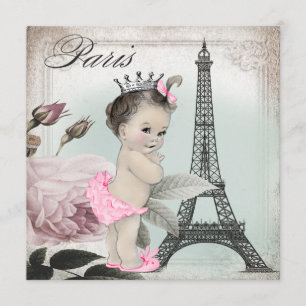 Invitation Tour Vintage Rose Paris Baby Shower