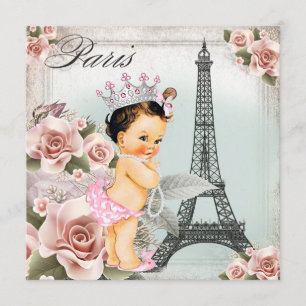 Invitation Tour Vintage Rose Paris Baby Shower