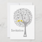 Invitation tourbière jaune lovebirds mod mariage invite (Devant)