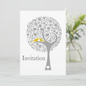 Invitation tourbière jaune lovebirds mod mariage invite (Debout devant)