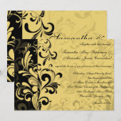 Invitation Tourbillon contemporain jaune et noir (Devant / Derrière)