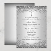 Invitation Tourbillon d'argent et baptême/célébration de la n (Devant / Derrière)