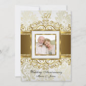 Invitation Tourbillon de damas or et perle Photo 50e annivers (Devant)