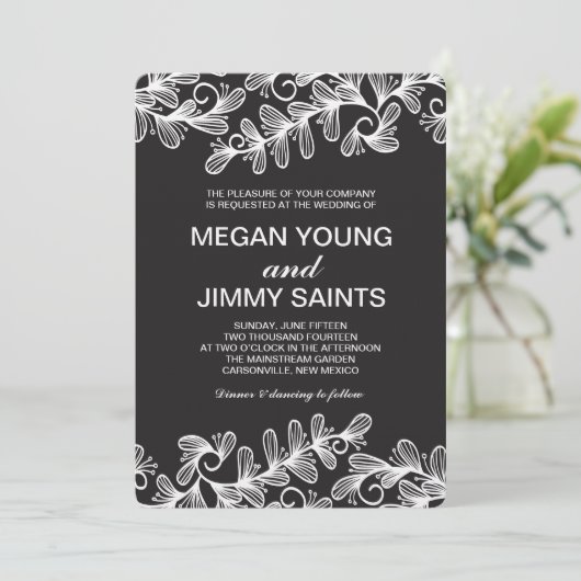 Invitation tourbillon de doodle feuille (Debout devant)