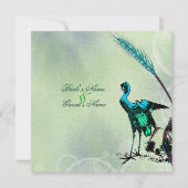 Invitation Tourbillon de grue mariage vert bleu (Devant)