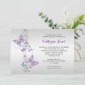 Invitation Tourbillon de papillon argenté violet (Debout devant)