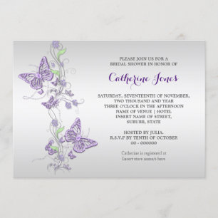 Invitation Tourbillon de papillon argenté violet