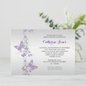 Invitation Tourbillon de papillon argenté violet (Debout devant)
