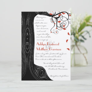 Invitation Tourbillon fantaisiste Oiseaux noirs et rouges dan