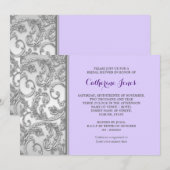 Invitation Tourbillon floral argenté violet (Devant / Derrière)