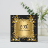 Invitation Tourbillon floral diamant noir or 50e anniversaire (Debout devant)