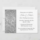 Invitation Tourbillon floral mariage d'anniversaire argent (Devant)