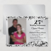 Invitation Tourbillon noir et argent 25e anniversaire de mari (Devant / Derrière)
