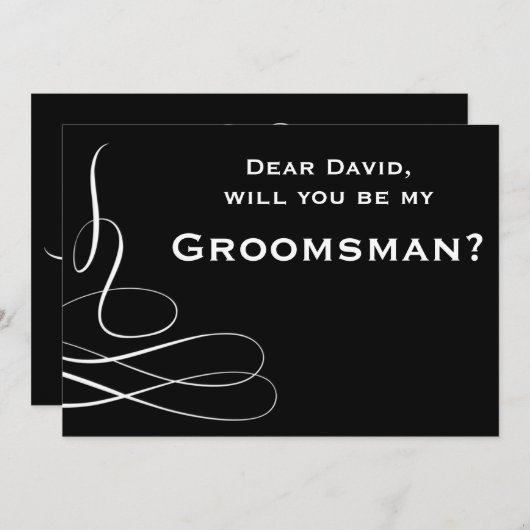 Invitation Tourbillon Noir Et Blanc Veux-Tu Être Mon Garçon D (Devant / Derrière)