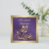 Invitation Tourbillon violet et or et Fête de l'mariée papill (Debout devant)