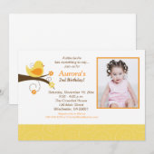 Invitation Tourbillonnant Birds photo Jaune à la mode Invitat (Devant / Derrière)