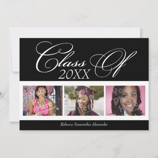 Invitation Tourbillonnant Delight 3-Photo Graduation Faire-pa (Devant)