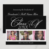 Invitation Tourbillonnant Delight 3-Photo Graduation Faire-pa (Devant / Derrière)