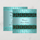 Invitation Tourbillons bleu sarcelle Élégant Sweet Seize ans (Devant / Derrière)