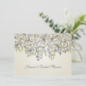 Invitation Tourbillons Brown et Fête de l'mariée feuille vert (Debout devant)