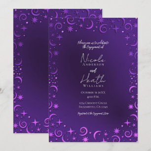 Invitation Tourbillons Célestes Violets Fantaisistes de Fianç