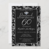 Invitation Tourbillons de paillettes d'argent Mariage Anniver (Devant)