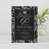 Invitation Tourbillons de paillettes d'argent Mariage Anniver (Debout devant)
