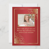 Invitation Tourbillons d'or sur rouge foncé Parti de la retra (Dos)