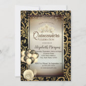 Invitation Tourbillons dorés, Ballons, Talons hauts, Diadème (Devant)