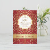 Invitation Tourbillons dorés sur le 50e anniversaire rouge (Debout devant)
