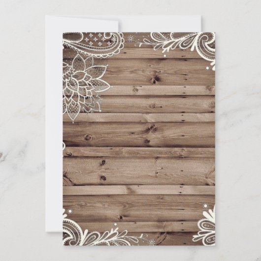 Invitation tourbillons fleuris dentelle grange mariage campag (Dos)
