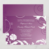 Invitation Tourbillons floraux blancs de prune (Devant / Derrière)
