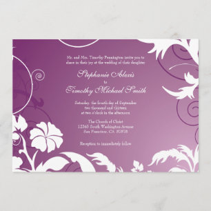 Invitation Tourbillons floraux blancs de prune