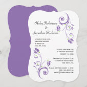 Invitation Tourbillons Floraux Violets Verts Délicats pour Ré (Devant / Derrière)